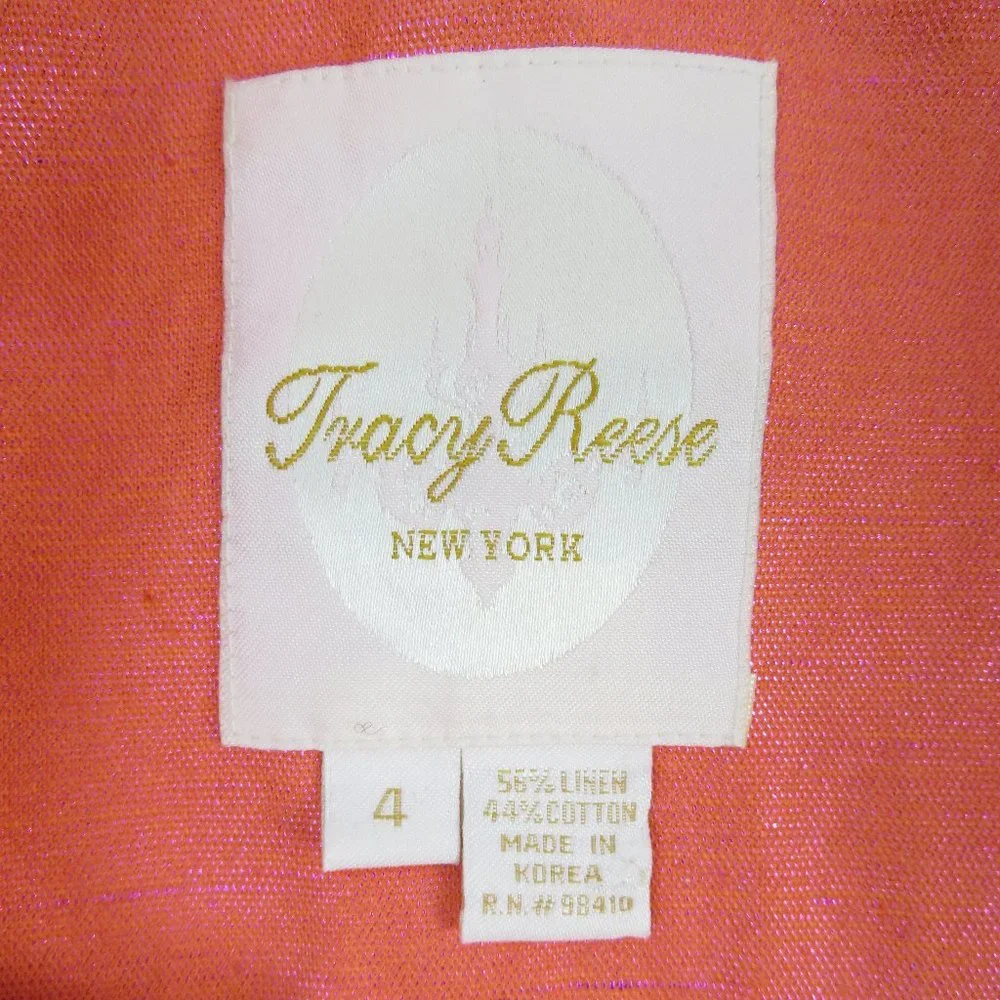 Tracy Reese Shimmer Linen Cotton Jacket Sz 4 - Picture 3 of 5
